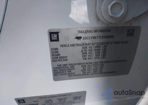 2020 Chevrolet Silverado 4Wd Standard Bed Lt из США, поврежденный, VIN 1GC1YNEY7LF303030